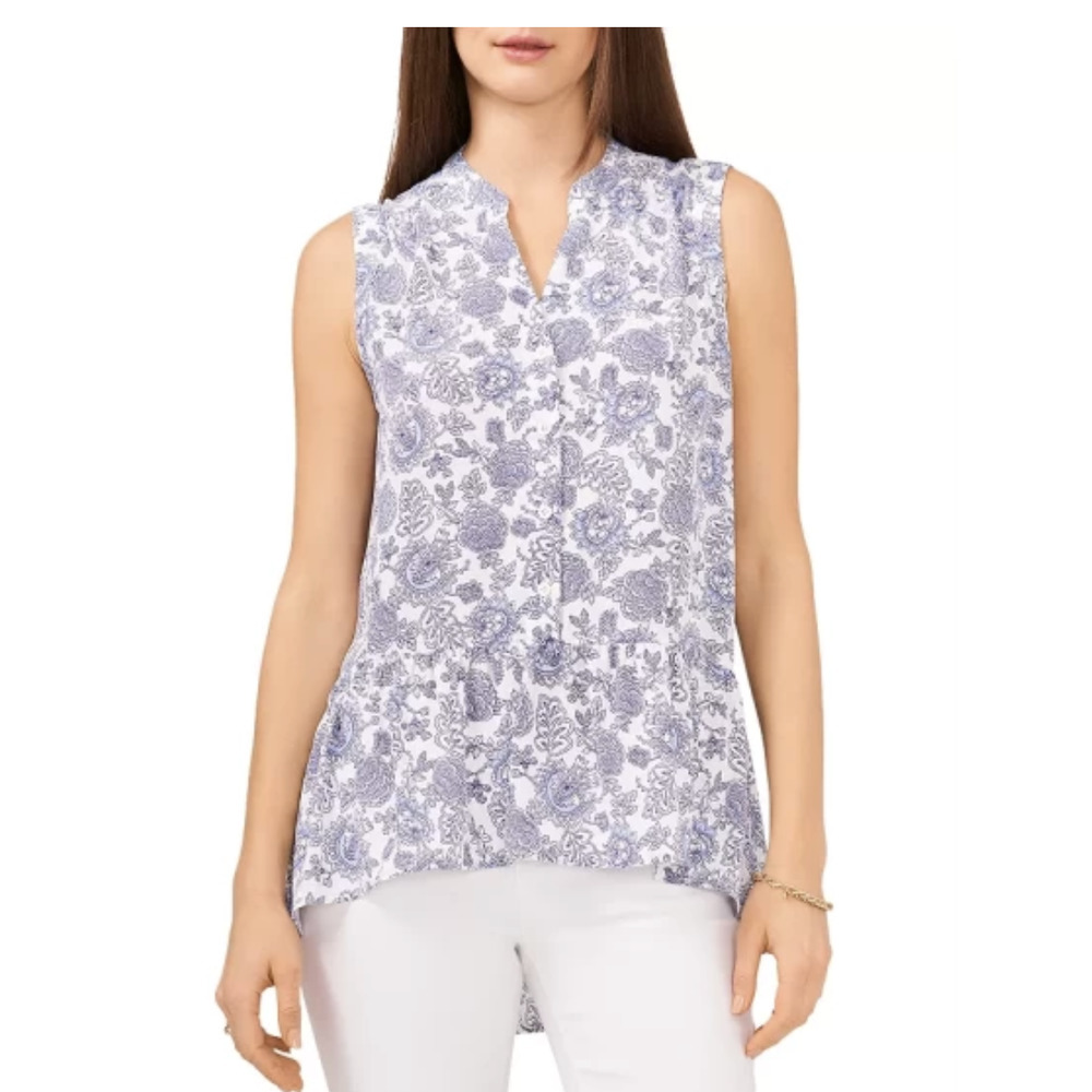 VINCE CAMUTO Floral Button Down Tunic Tank